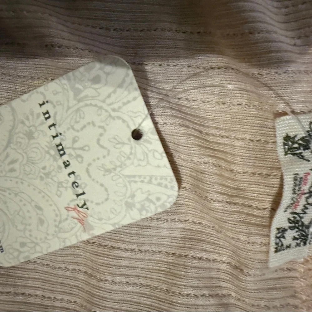 Free People Intimately Only You Long Sleeve Pointelle Top - Creme Peche NWT sz m - Picture 4 of 5